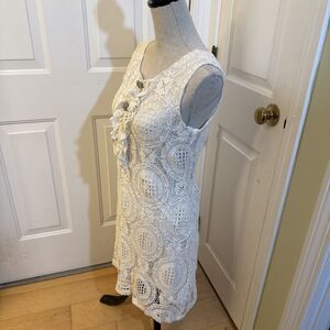 CROCHET RUFFLES fine garments by bell Ivory Dress Size 6 Sleeveless Shift